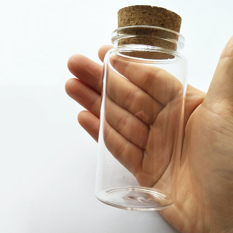 Luo House 3pcs 100ml Small Glass Bottles Vials Jars Glass with Cork Stopper Storage Bottle 100ml 47x90mm(1.85x3.54inch) - Image 2